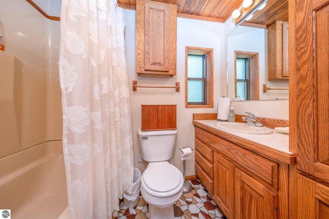 16530 Lonesome Trl, Leroy, MI 49655 - bathroom featuring vanity and shower / bath combo with shower curtain