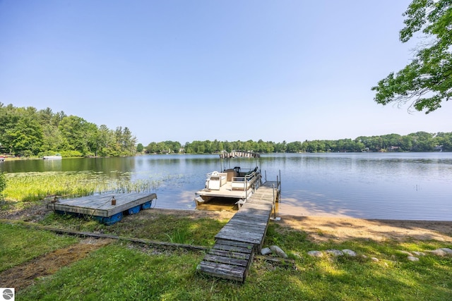 16530 Lonesome Trl, Leroy, MI 49655 - dock with a water view and a forest view