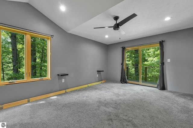 1849 W 24th Rd, Boon, MI 49618 - carpeted spare room with recessed lighting, ceiling fan, and lofted ceiling