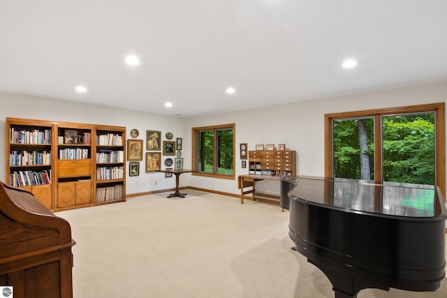6352 S Westwood Pkwy, Suttons Bay, MI 49682 - living area featuring recessed lighting, healthy amount of natural light, and carpet flooring