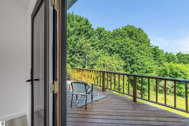 1259 Lin Dale Dr, Traverse City, MI 49686 - wooden deck with a view of trees