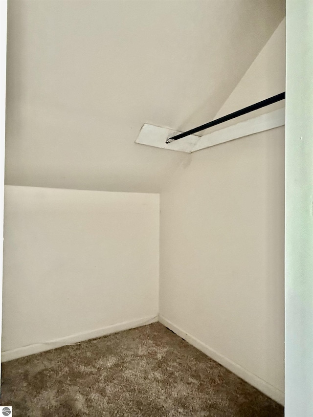 7160 Cherry Ave, Kewadin, MI 49648 - spacious closet featuring lofted ceiling and carpet floors