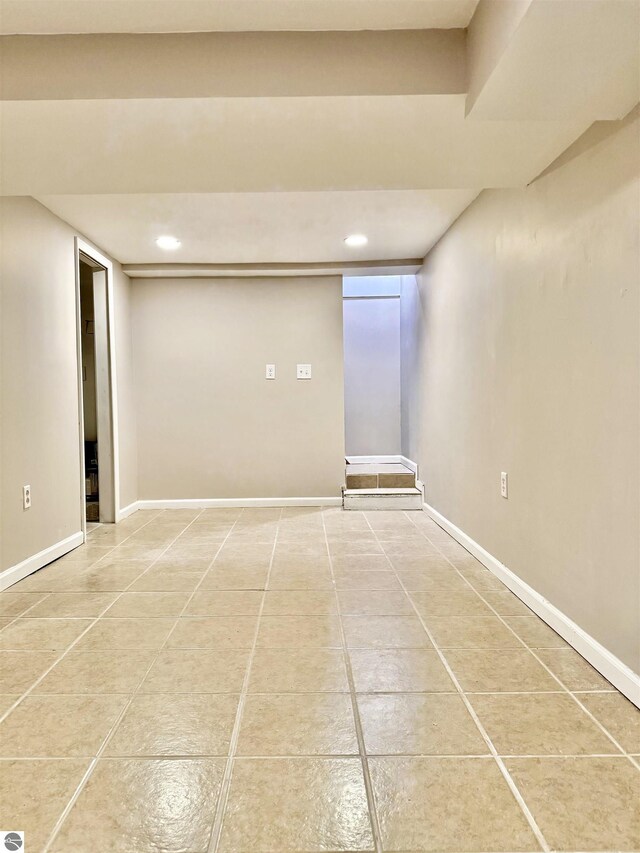 7160 Cherry Ave, Kewadin, MI 49648 - spare room featuring light tile patterned floors and recessed lighting