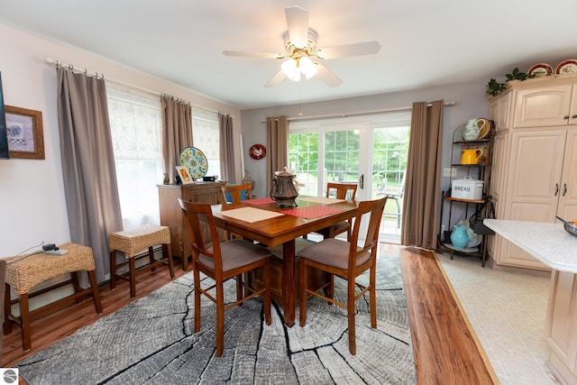 10200 S Lake Station Ave, Lake, MI 48632 - dining room with ceiling fan and light wood finished floors