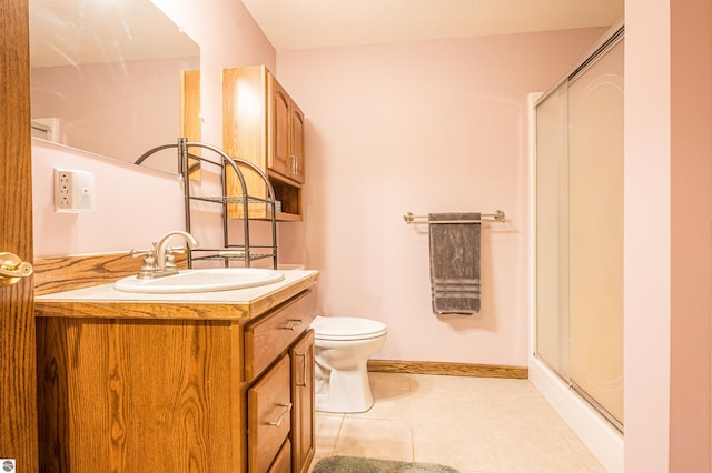 6375 S Isabella Rd, Shepherd, MI 48883 - bathroom featuring a shower stall, tile patterned flooring, and vanity
