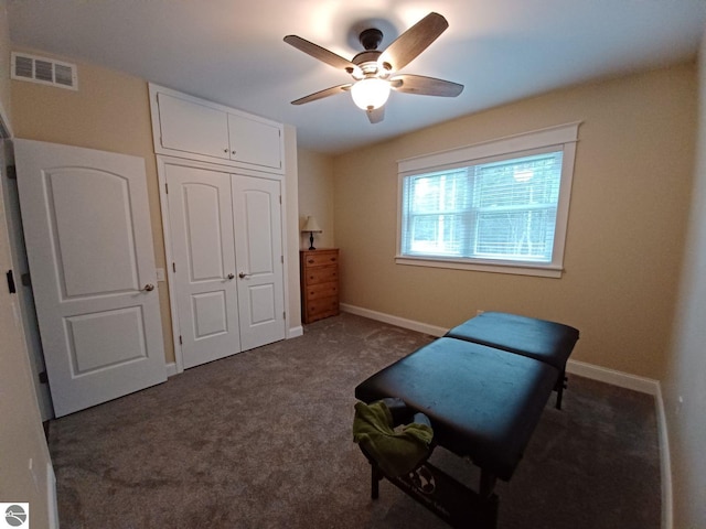 1379 Kunze Rd, East Tawas, MI 48730 - sitting room featuring a ceiling fan and carpet floors