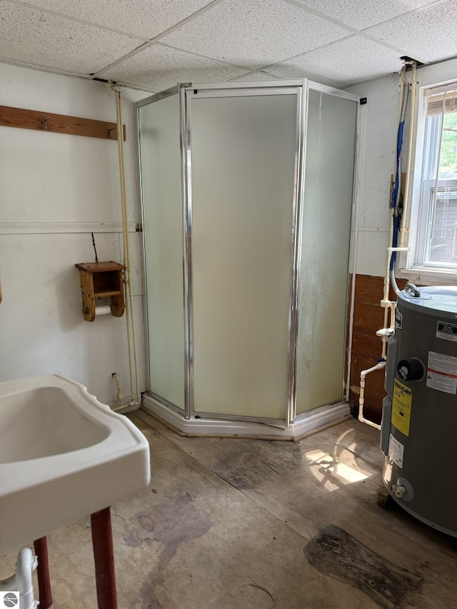 11748 NE Franklin St, Kalkaska, MI 49646 - full bath with a drop ceiling and a stall shower