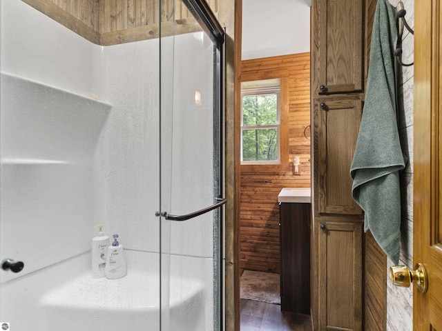 16933 3rd St, Copemish, MI 49625 - bathroom with a shower stall and vanity
