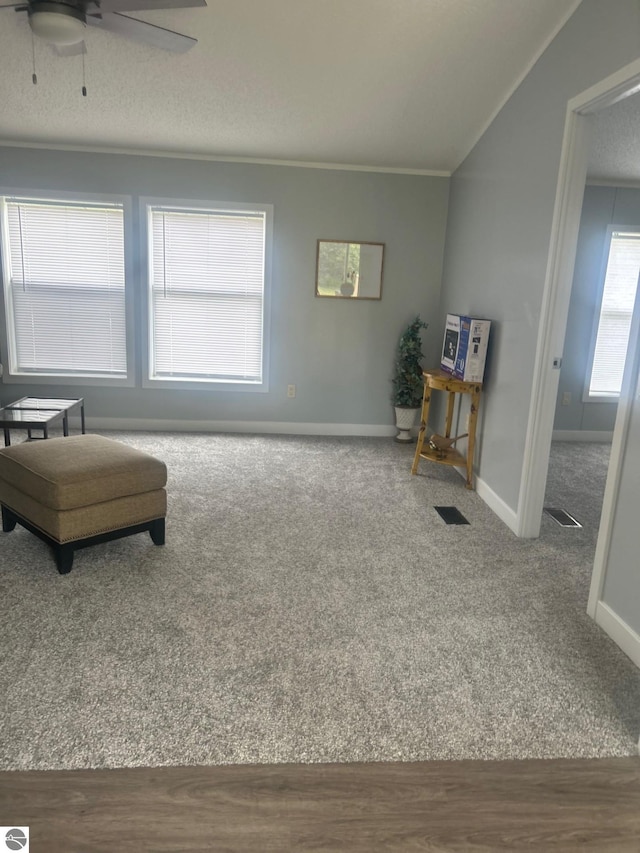 5819 Indian Ln, Weidman, MI 48893 - sitting room with carpet flooring, ceiling fan, and ornamental molding