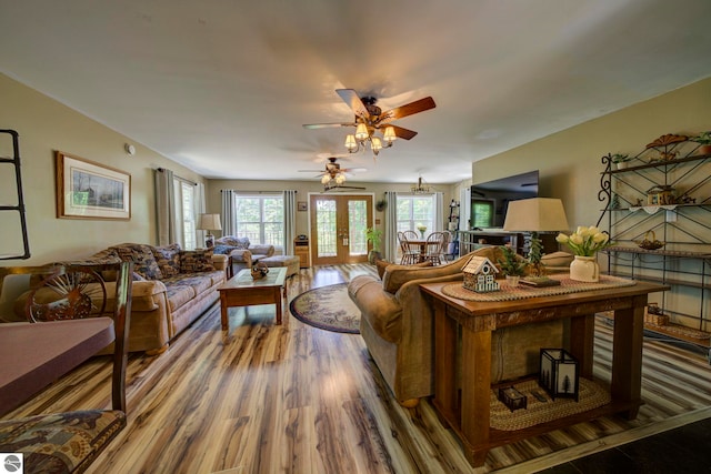 3721 W 18th Rd, Mesick, MI 49668 - living room with wood finished floors and ceiling fan