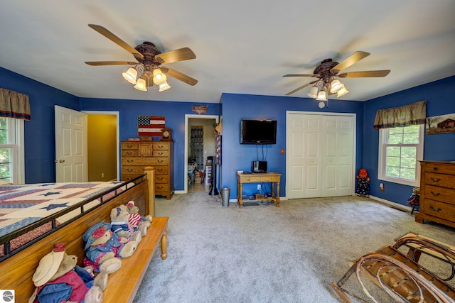 3721 W 18th Rd, Mesick, MI 49668 - bedroom featuring carpet flooring and ceiling fan