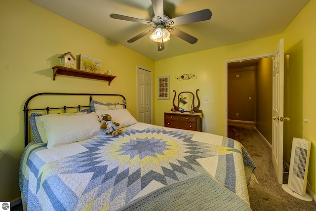 3721 W 18th Rd, Mesick, MI 49668 - bedroom with carpet floors, a closet, and ceiling fan