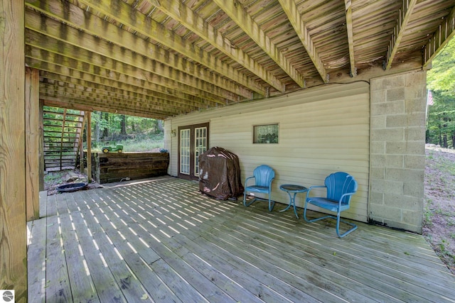 3721 W 18th Rd, Mesick, MI 49668 - wooden terrace with french doors