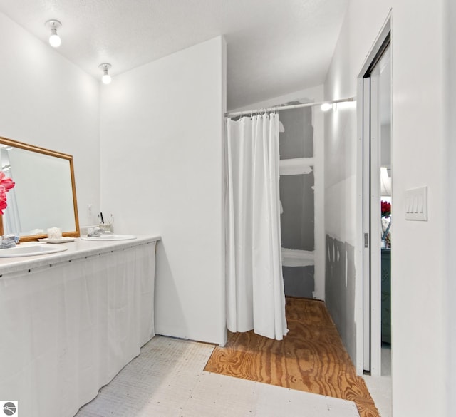 1740 Setterbo Rd, Suttons Bay, MI 49682 - full bathroom with double vanity and a shower with curtain