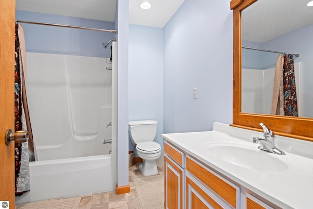 9420 E Traverse Hwy, Traverse City, MI 49684 - full bathroom with vanity, shower / bathtub combination with curtain, and recessed lighting
