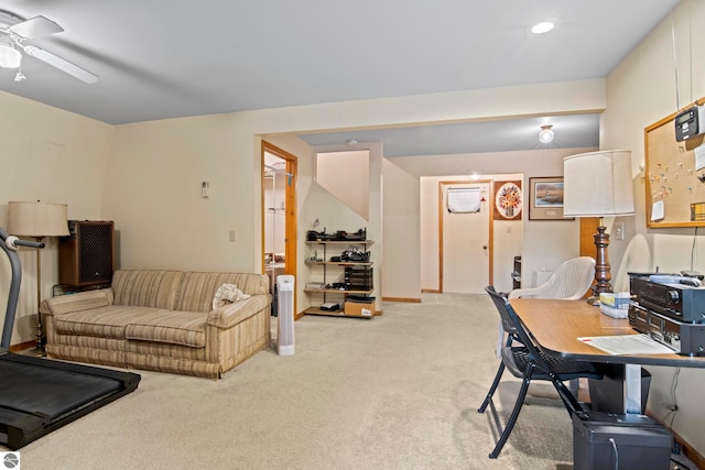 9420 E Traverse Hwy, Traverse City, MI 49684 - home office featuring carpet flooring, ceiling fan, and recessed lighting