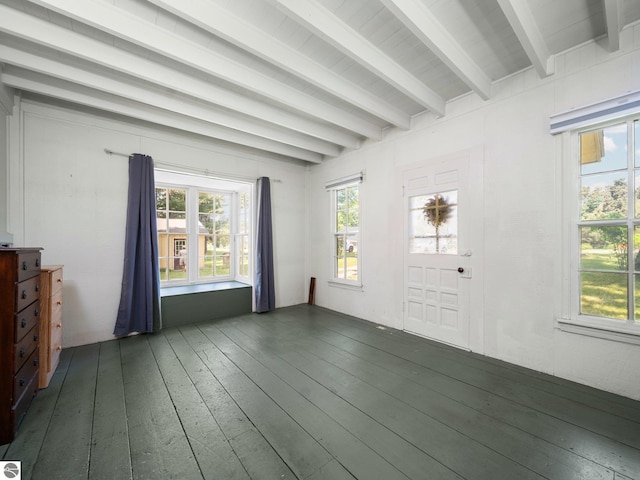 10090 E 48th Rd, Cadillac, MI 49601 - unfurnished room with beam ceiling, hardwood / wood-style flooring, and healthy amount of natural light