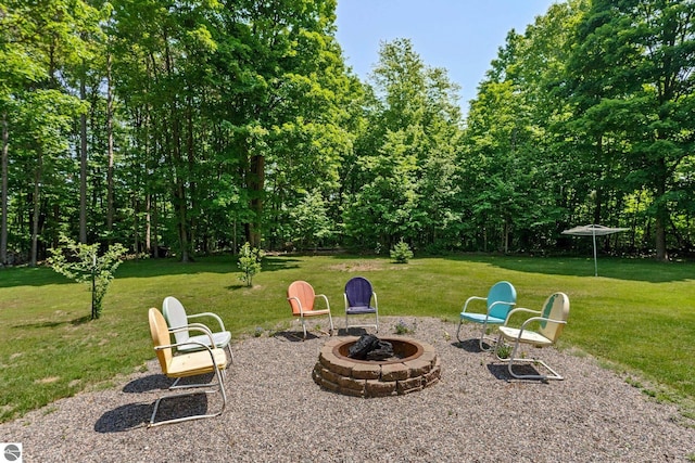 2491 Holland Cir, Traverse City, MI 49685 - view of patio featuring an outdoor fire pit