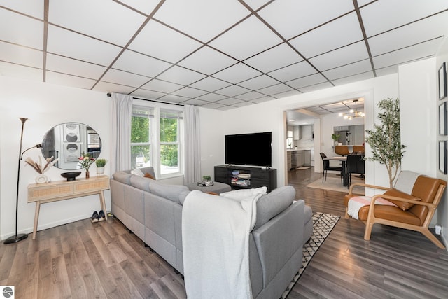503 N Kinney Ave, Mount Pleasant, MI 48858 - living area with wood finished floors and a paneled ceiling