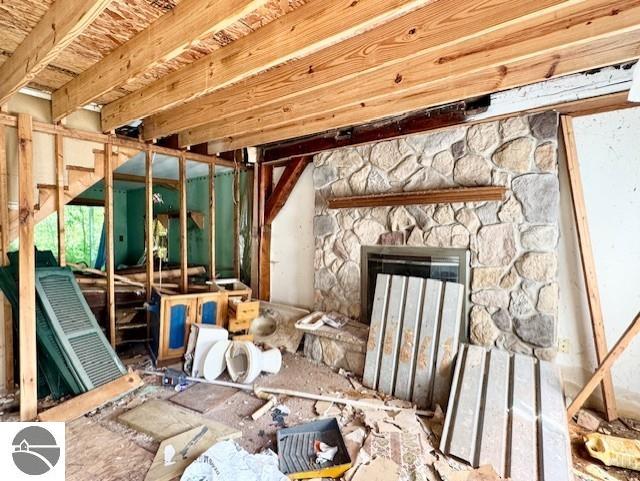 4629 Filter Rd, Harrison, MI 48625 - miscellaneous room with a stone fireplace