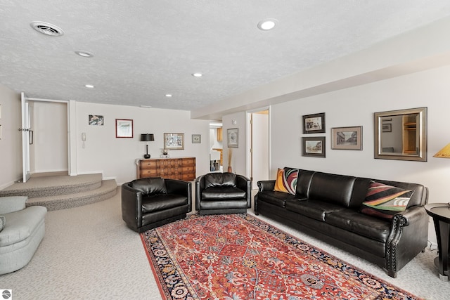 3810 Ridgeway Pl, Traverse City, MI 49684 - living area with carpet flooring, recessed lighting, and a textured ceiling