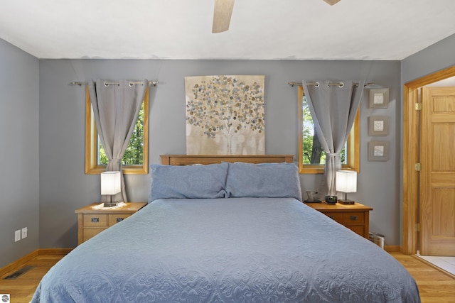 3048 Frankfort Hwy, Frankfort, MI 49635 - bedroom with light wood-type flooring and a ceiling fan