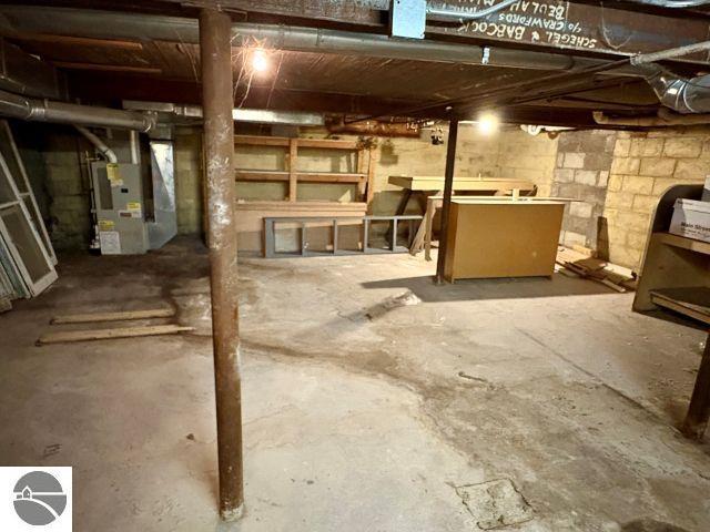 180 S Benzie Blvd, Beulah, MI 49617 - unfinished basement with heating unit