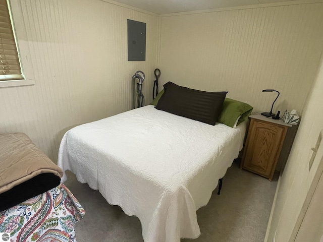 5218 E Laird Lake Rd, Hale, MI 48739 - bedroom with electric panel and light carpet