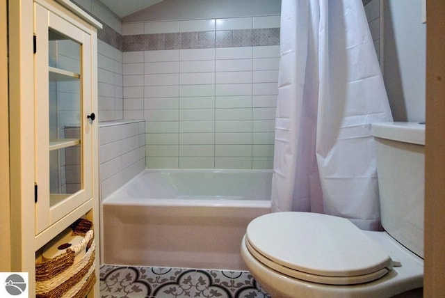 7600 Maple St, Grawn, MI 49637 - full bathroom featuring shower / tub combo and tile patterned flooring