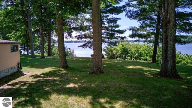 7600 Maple St, Grawn, MI 49637 - view of grassy yard featuring a water view