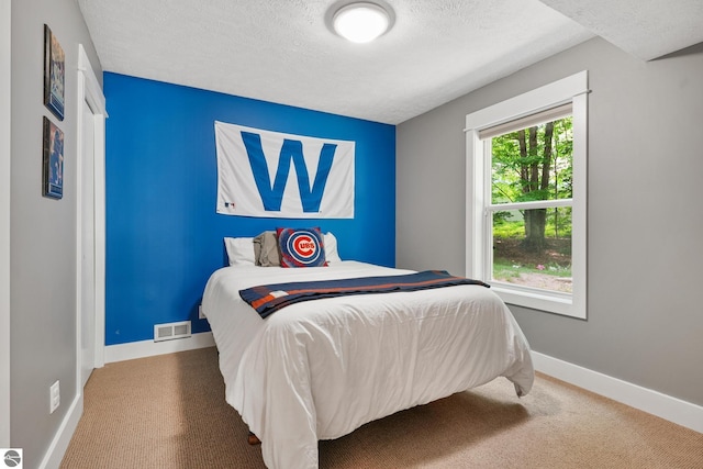8315 Aimee Ln, Lake Ann, MI 49650 - bedroom with a textured ceiling and carpet flooring