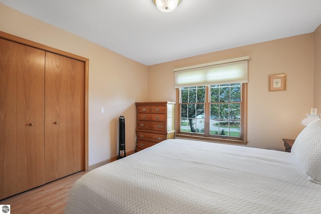 699 Harbor Dr, Manistee, MI 49660 - bedroom featuring light wood-style floors and a closet