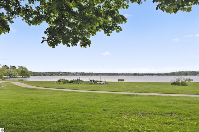 611 Sunset Ln, Cadillac, MI 49601 - view of property's community with a lawn and a water view
