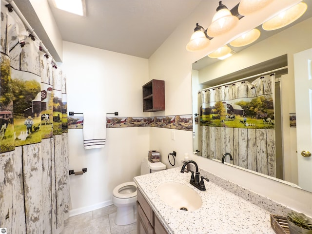 318 Red Maple Ln, Shepherd, MI 48883 - full bathroom with vanity, tile patterned floors, and curtained shower