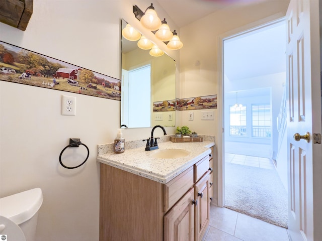 318 Red Maple Ln, Shepherd, MI 48883 - half bath featuring vanity and tile patterned flooring