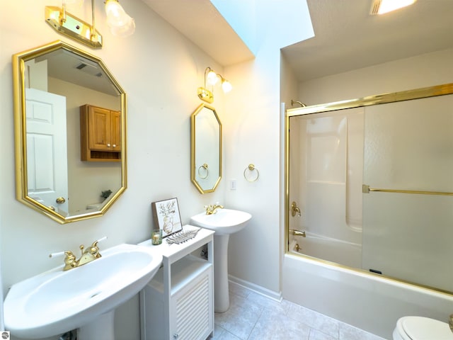 318 Red Maple Ln, Shepherd, MI 48883 - bathroom featuring tile patterned flooring and shower / bath combination with glass door
