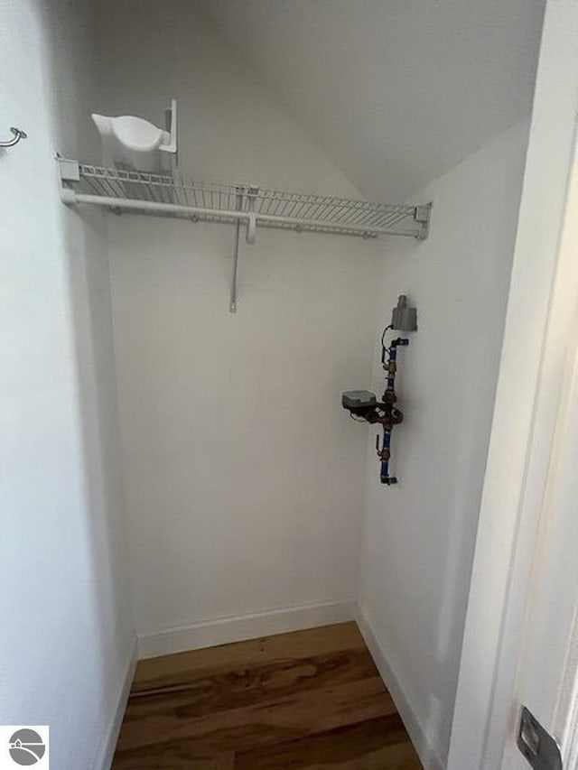 982 Lake Ridge Dr Unit 10, Traverse City, MI 49684 - walk in closet featuring wood finished floors and lofted ceiling