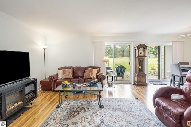 6022 Holt Rd Unit 2, Williamsburg, MI 49690 - living area with crown molding and light wood finished floors