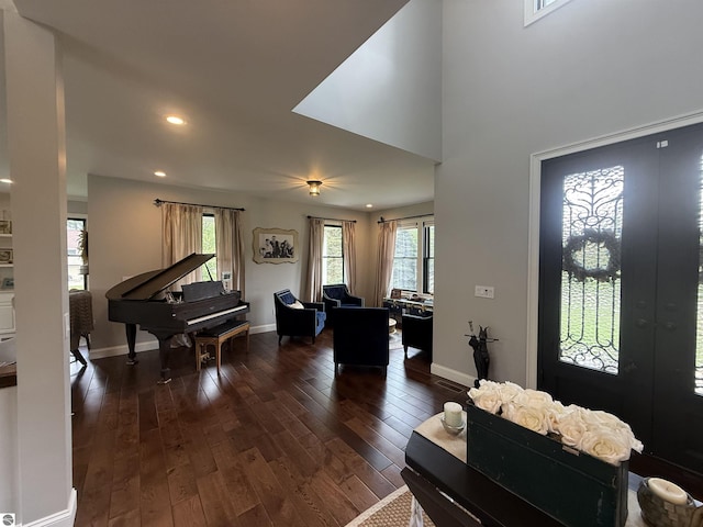 777 Stoneridge Dr, Mount Pleasant, MI 48858 - foyer with dark wood-style flooring, healthy amount of natural light, recessed lighting, and french doors