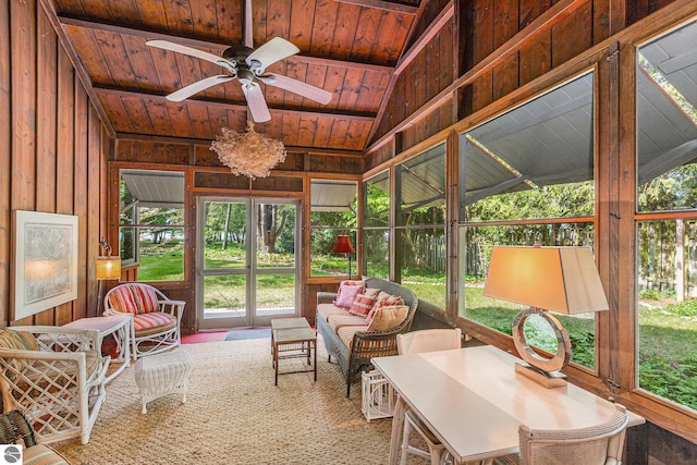 7822 W Welch Rd, Empire, MI 49630 - sunroom featuring ceiling fan and french doors