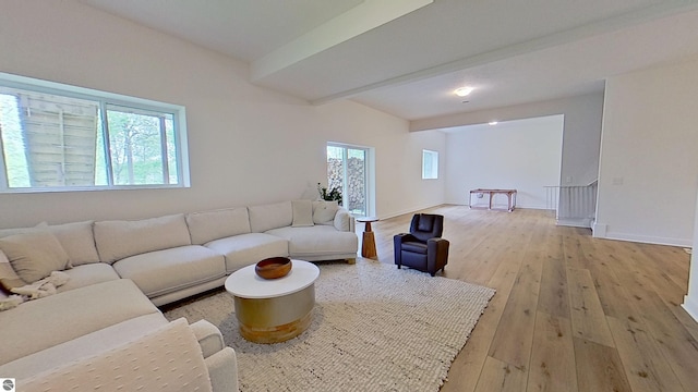 84 9 Mile Rd NW, Comstock Park, MI 49321 - living room featuring light wood-style flooring and beamed ceiling