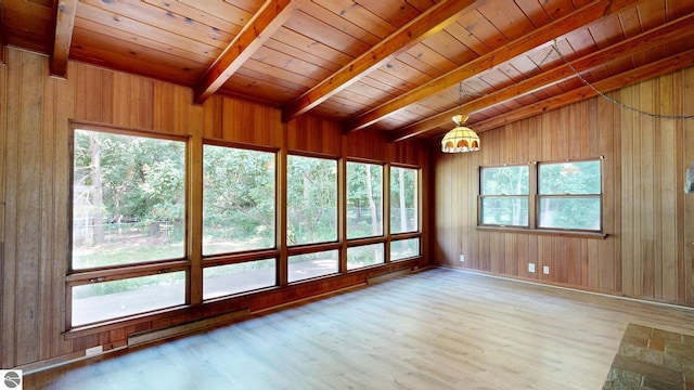 1519 Ridge Rdg, Mount Pleasant, MI 48858 - unfurnished sunroom featuring beam ceiling and a chandelier