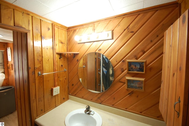 4038 Ogemaw Shores Dr, West Branch, MI 48661 - bathroom featuring vanity and wooden walls