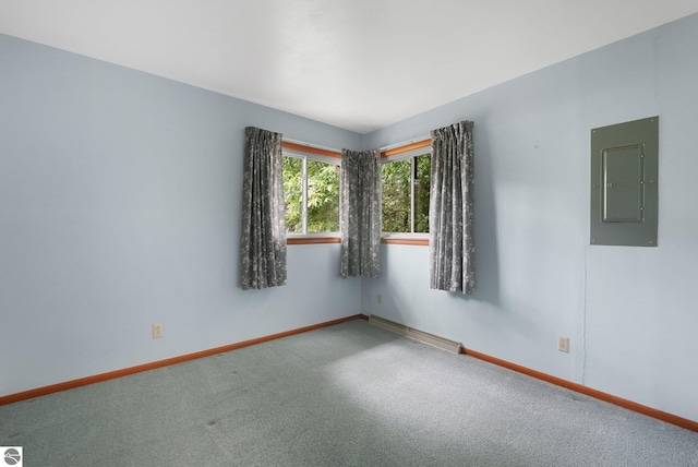 7786 N Shore Ct, Grawn, MI 49637 - spare room with a baseboard radiator, electric panel, and carpet flooring