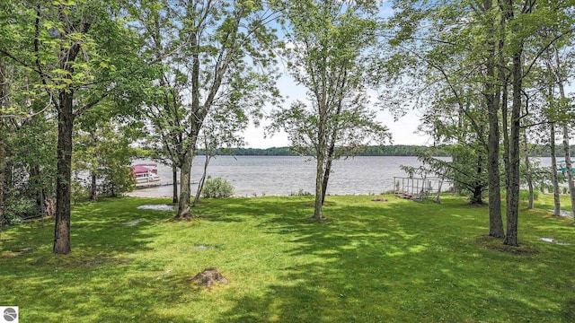 7786 N Shore Ct, Grawn, MI 49637 - view of green lawn featuring a water view