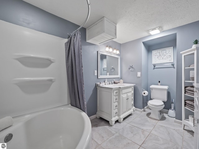 398 High View Rd, Traverse City, MI 49696 - bathroom featuring vanity, shower / bath combo with shower curtain, and marble look tiles