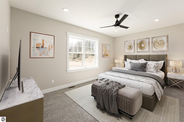 1572 Oban Way, Traverse City, MI 49696 - bedroom featuring light colored carpet, recessed lighting, and ceiling fan