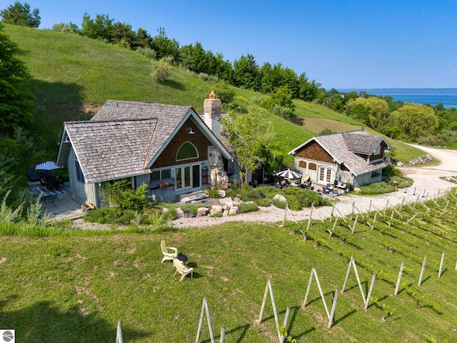 10702 E Hill Top Rd, Suttons Bay, MI 49682 - view from above of property with a nearby body of water