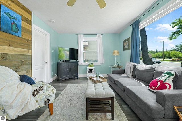 1029 E Front St, Traverse City, MI 49686 - living room featuring wood finished floors and a ceiling fan