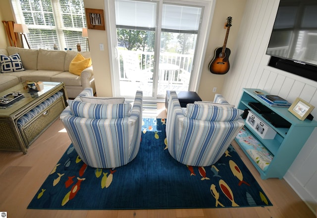 13354 Stover Rd Unit 6, Charlevoix, MI 49720 - living room featuring plenty of natural light and wood finished floors